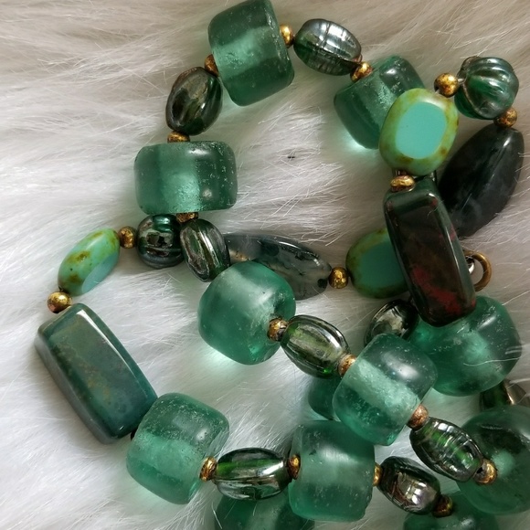 Relisted- Moss Agate sea glass necklace bead necklace - Picture 3 of 8